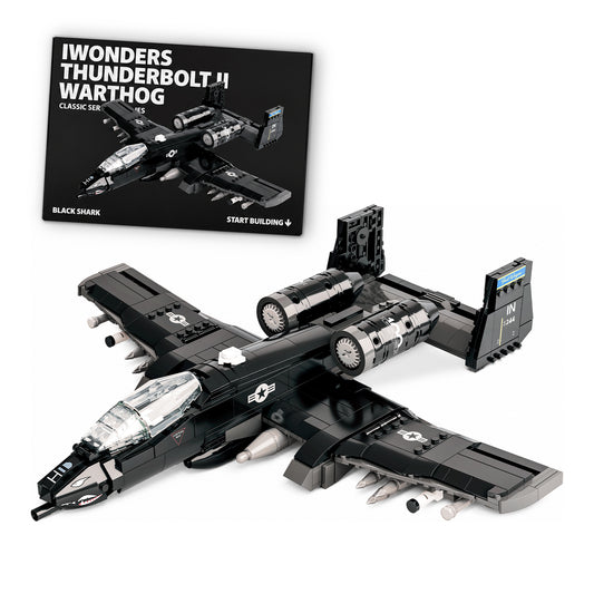 iWonders Thunderbolt II Warthog military building block model with detailed aircraft design and packaging.