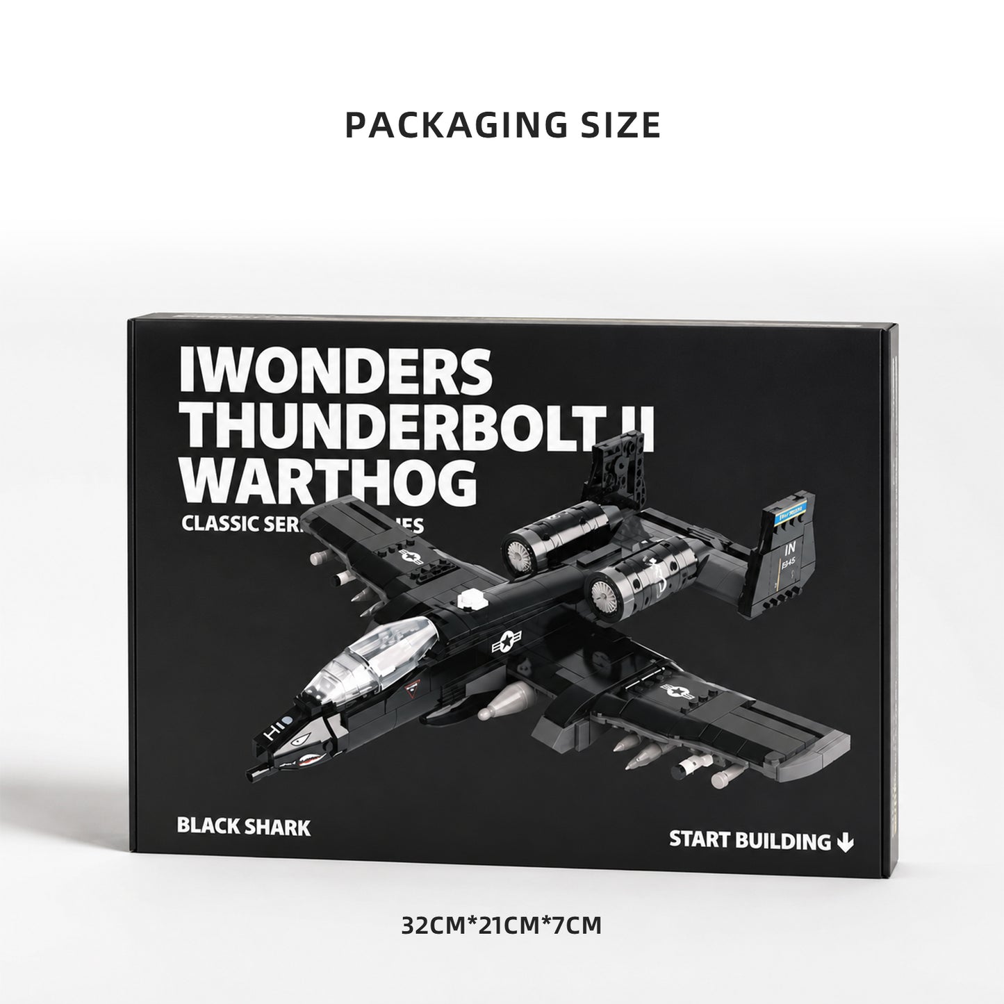 iWonders Thunderbolt II Warthog military aircraft building block set, Black Shark edition, classic series