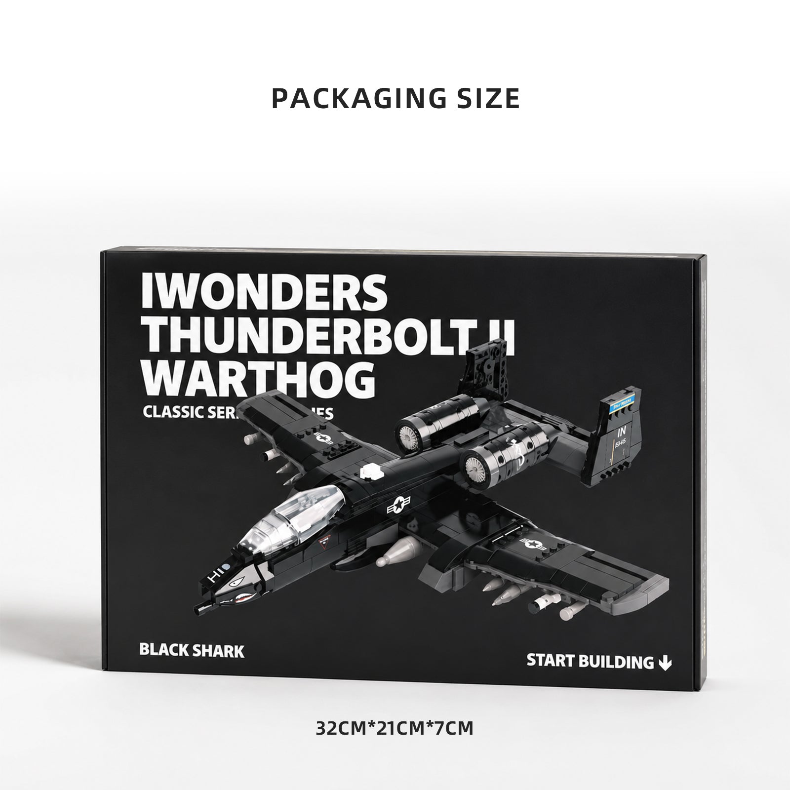 iWonders Thunderbolt II Warthog military aircraft building block set, Black Shark edition, classic series