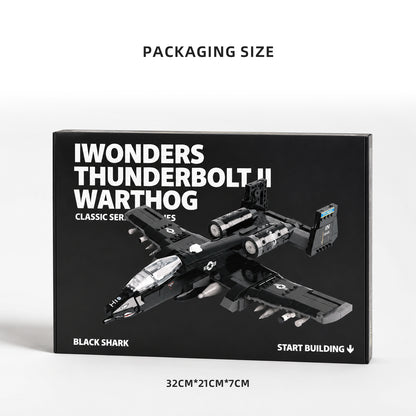 iWonders Thunderbolt II Warthog military aircraft building block set, Black Shark edition, classic series